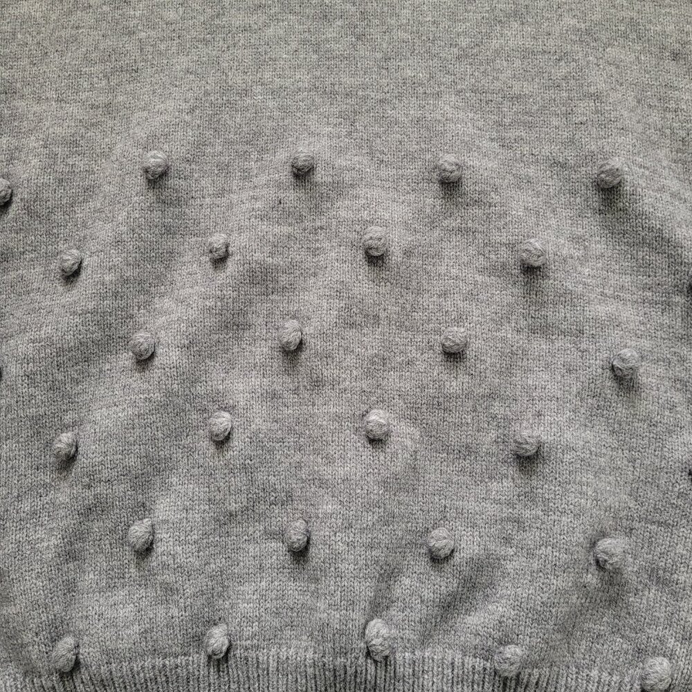 Doe & Rae Pom Pom Pullover Sweater Gray Womens Small Cottagecore Boho NWT - Picture 4 of 9